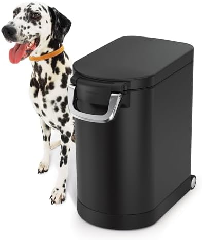 simplehuman 25 Liter, 27 lb / 12.2 kg Medium Pet Food Storage Container for Dog Food, Cat Food, and Bird Feed, Alloy Steel, Matte Black by Unknown