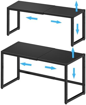 2 Pack Expandable Cabinet Countertop Shelves (Small + Large), Heavy Duty Metal Shelves Organizers For Kitchen Cabinet Countertop Storage, Adjustable Storage Shelf Organizer For Kitchen Cabinet Pantry by X-cosrack