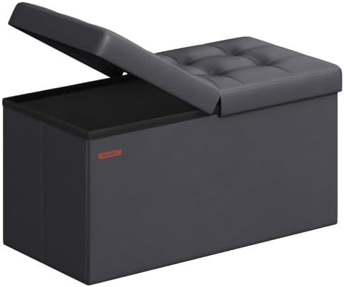 SONGMICS 30 Inches Folding Storage Ottoman Bench with Flipping Lid by SONGMICSbySONGMICSHOME