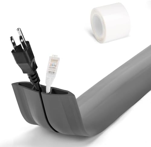 4FT Cord Hider Floor - Grey Floor Cable Hider, Wire Covers for Cords Prevent Cable Trips, Floor Cord Cover, Power Cable Management Cord Protector, Cable Cover Channel 0.6" (W) x 0.31" (H) by LZEOY