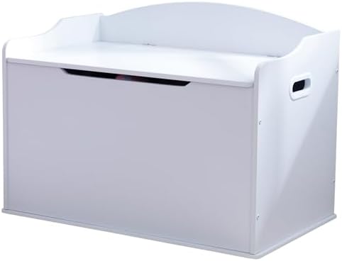KidKraft Austin Wooden Toy Box/Bench with Safety Hinged Lid, White, Gift for Ages 3+, Amazon Exclusive by Unknown