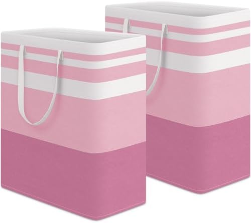 HomeHacks 2 Pack Large Laundry Baskets, Laundry Hampers Bags (Pink 100Lx2) by HomeHacks