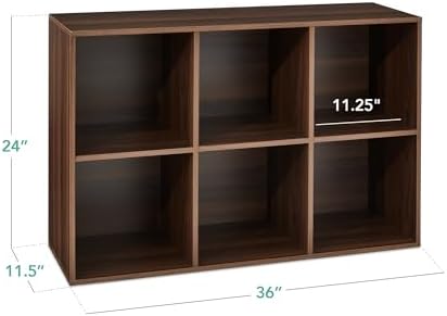 Best Choice Products 6-Cube Storage Organizer, 11in Shelf Opening, Bookcase, Display Shelf, Customizable w/ 3 Removable Back Panels – Walnut - Image 2