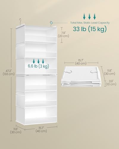 SONGMICS Widended Hanging Closet Organizer and Storage, 6-Tier, Separable - Image 2