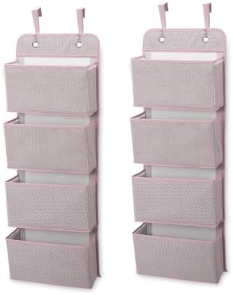 Delta Children 4 Pocket Over The Door Hanging Organizer - 2 Pack, Easy Storage/Organization Solution - Versatile and Accessible in Any Room in the House, Pink by DeltaChildren