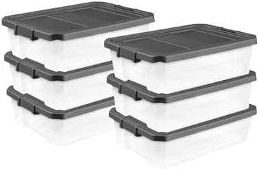 Sterilite Modular Stacker Box with Latching Lid, 40 Quart, 6-Pack by Sterilite