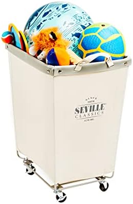 Heavy-Duty Canvas Laundry Hamper w/Wheels, 16"W x 22"D, Natural White - Image 3