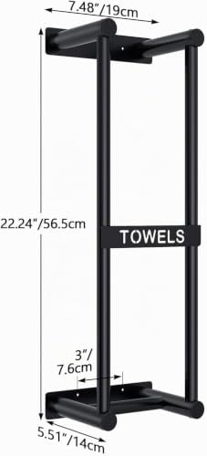 STWWO Bathroom Towel Rack Wall Mounted Can Holds 4 Large Towels, Black - Image 2