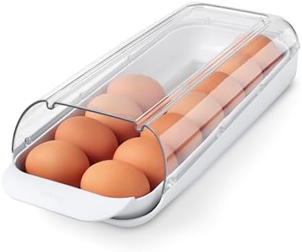 YouCopia FridgeView Rolling Egg Holder, BPA-Free Stackable Eggs Organizer with Removable Tray for Refrigerator Storage by YouCopia