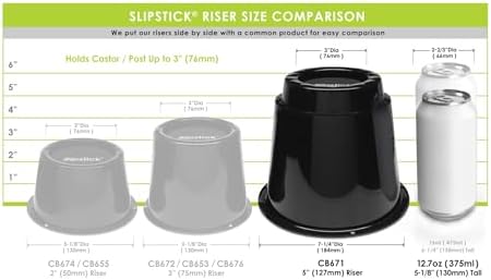 Slipstick CB671 5 Inch Bed Risers/Furniture Raisers with Steel Reinforced Holder Top, Lifts Height 5" (4 Pack) Supports 2,640 Pounds, Round, Black, Stackable with CB674 & CB672 - Image 5