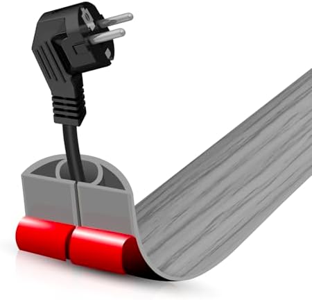 Floor Cord Cover Self Adhesive Cord Hider,3.3FT Cable Management, Extension Strip Protector for Wires, Prevent Cable Trips for Offices, Gyms, Exhibitions Cavity:0.39"(W) x 0.27"(H) Gray Wood by DBHXXMB-HH