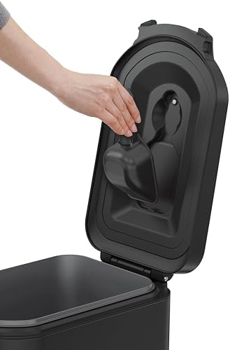 simplehuman Large Pet Food Storage Container, Holds 30-35 lb / 14-16 kg of Dry Dog Food, Cat Food, or Bird Seed, Airtight Lock-Tight Lid with Magnetic Scoop, BPA-Free, Matte Black Steel - Image 4
