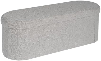 B FSOBEIIALEO 43.3" Sherpa Ottoman with Storage for Living Room, Grey by BFSOBEIIALEO