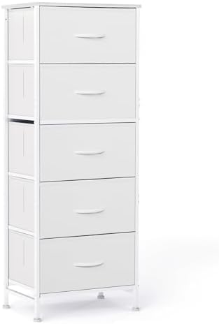Sweetcrispy White Storage Drawer Bedroom Dresser, Tall Dresser for Closet by Sweetcrispy
