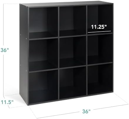 Best Choice Products 9-Cube Storage Organizer, 11in Shelf Opening, Bookcase, Display Shelf, Customizable w/ 3 Removable Back Panels - Black - Image 3