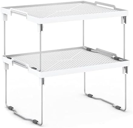 ums Kitchen Shelves Cabinet Organizer, Stackable Freezer Rack, Cupboard Box Organizer, Shelf Riser, Usable Storage Rack for Spice, Fridge Shelf Riser, (12x11 inch), Pack of 2 by UMS