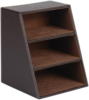 I-MART PU Leather Remote Control Holder Organizer with 3 Compartments, Stylish TV Remote Holder Caddy for Desk Nightstand Coffee Table and Media Accessory Storage (Brown) - Image 4