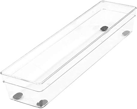 Glad Plastic Drawer Storage Tray – Heavy Duty Organizer Bin for Home, Kitchen, Bath, Bedroom, Office | Non-Slip Feet, 13" x 3.25", Clear by GladTrashFoodStorage