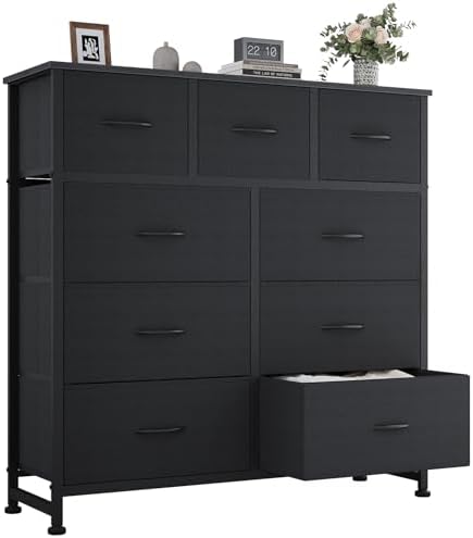 OLIXIS 9 Drawer Black Dresser for Bedroom, Closet Organizer Storage Tower by OLIXIS