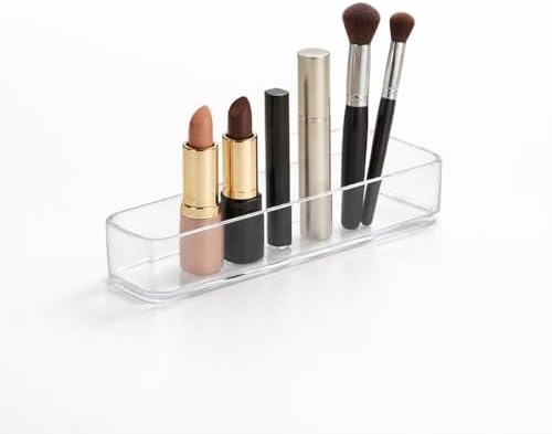 primebox Plastic Clear Acrylic Drawer Organizers. Bathroom, Kitchen, Bedroom, Utensils, Office Organizer Bins, Storage Trays. Heavy Duty, Stackable. 9" x 2" x 2" Set of 6 by primebox