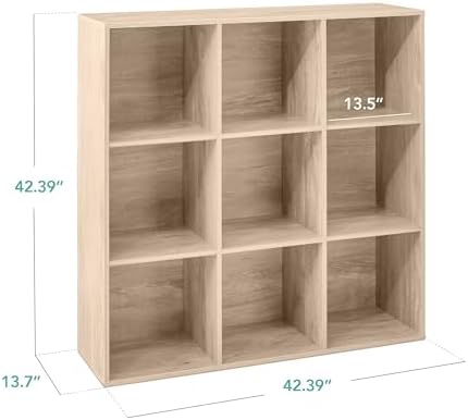 Best Choice Products 9-Cube Storage Organizer, 13.5in Shelf Opening, Bookcase, Display Shelf, Customizable w/ 3 Removable Back Panels – Light Oak - Image 2