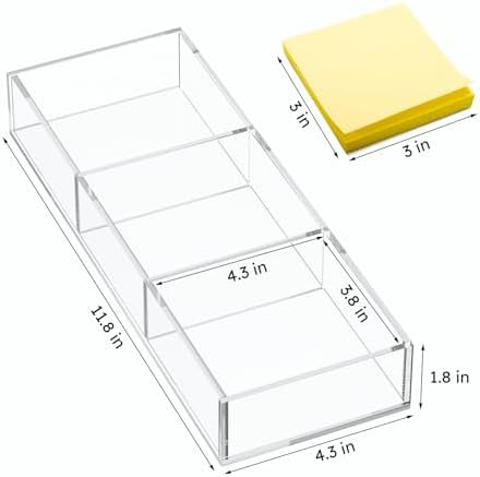 HIIMIEI 3 Section Clear Acrylic Drawer Organizer Tray, Office & Makeup Drawer Organizer (11.8x4.3 inch) (Pack of 2) - Image 6