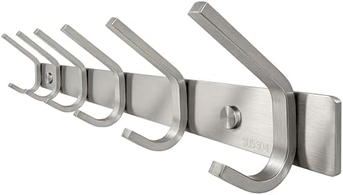 WEBI Heavy Duty SUS 304 Coat Bath Towel Hook Hanger Rail Bar with 6 Hooks, Brushed Finish for Bedroom, Bathroom,Foyers,Hallways Home,Office, C-CBG06 by WEBI