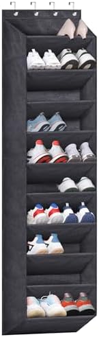 SLEEPING LAMB Over The Door Shoe Organizer for Closet with Large Deep Pockets, Narrow Shoe Rack for Door Hanging Boots Storage, Black by SLEEPINGLAMB