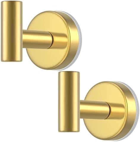 Suction Cup Hooks for Shower, Stainless Steel Shower Hooks for Hanging Towels, Robes, Bath Balls, Towel Hooks for Bathroom Wall, Glass Door, Kitchen, Mirror, Tile (2 Pack，Gold) by VINHOLD