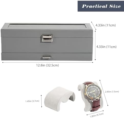 ProCase Watch Box, 6 Slot Watch Display Case with Drawer -Grey - Image 6