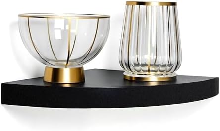InPlace Durbale Corner Shelf - Easy to Install & Remove, Floating Corner Shelves - Wall Mounted Decorative Corner Shelf for Bouquet of Flowers or Small Lamp - 11.8"D x 11.8"W x 2"H, Espresso - 191808 by InPlaceShelving