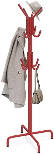 Simple Houseware Standing Coat/Hat Hanger Organizer Rack, 12 Hooks, Red by SimpleHouseware