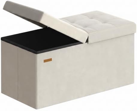 SONGMICS Foldable Storage Ottoman with Flipping Lid, 30 Inch Velvet Bench by SONGMICSbySONGMICSHOME