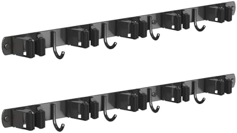 2 Pack Mop and Broom Holder Wall Mount for Kitchen Garden Garage Laundry by CUXIXA