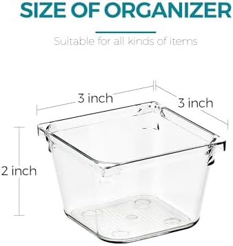 6 Pack Drawer Organizers, 3"X 3" Clear Acrylic Storage Bins - Image 2