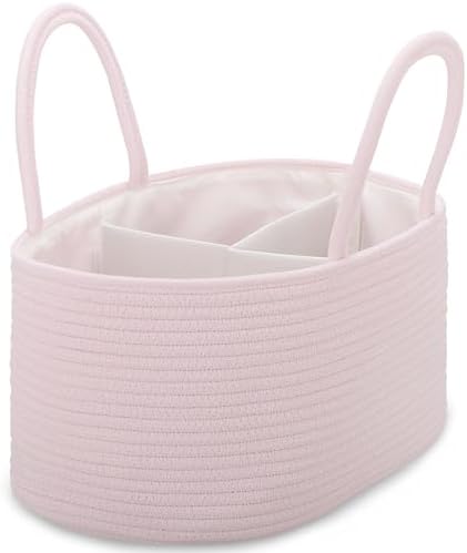 COMSE Large Cotton Rope Baby Diaper Caddy Organizer for Girls, Light pink by COMSE