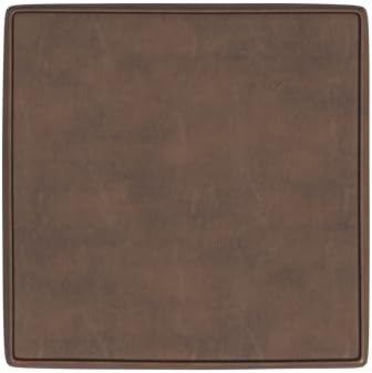 HomePop 18" Square Storage Ottoman - Brown Faux Leather - Image 4