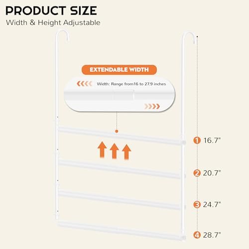 Hanging Closet Rod Adjustable Width Height Closet Rod For Hanging Clothes White 2 Pack Closet Extender Hanging Rod Clothes Space-Saving Hanging Bar Organizer - Image 3