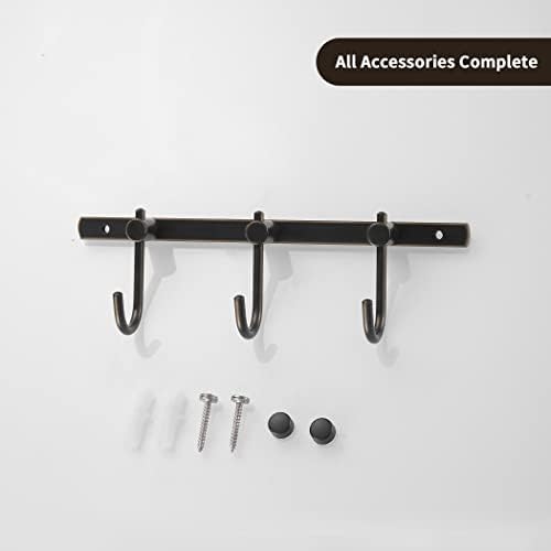 WINCASE Bronze Towel Hooks, Bathroom Rail Hook Rack Wall Mounted, Antique Oil Rubbed Brass Cloth Coat Rack with 3 Hooks Farmhouse - Image 3