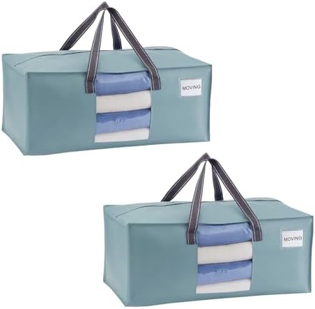 VENO Heavy Duty Moving Bags, Storage Bags, Clear Window, Light Blue, 2 Pack by Veno