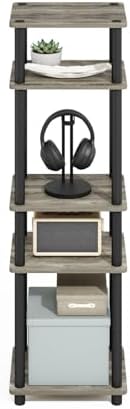 Furinno Turn-N-Tube Storage Shelves, Stackable Standing Shelf, Open Corner Shelf, for Organization and Storage, Living Room, Garage, Home Office, French Oak - Image 5