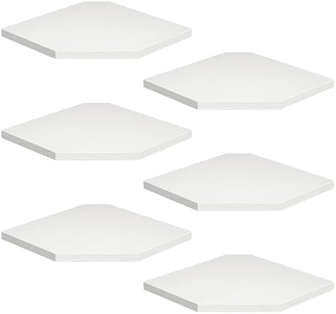 Fun Memories Corner Shelf Wall Mount, Floating Corner Shelves, Set of 6 Corner Wall Shelf Organizer, Rustic Wood Wall Storage Display Shelves for Living Room Bedroom Bathroom Kitchen, Rustic White by FunMemories