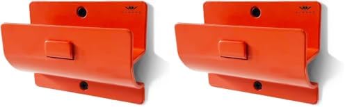Orange Garage Storage Hooks - Heavy Duty Ladder Wall Mount, Wheelbarrow Hanger, Tool Holder, Hanging Brackets for Ladders, Folding Chairs (Pack of 2) by Alworg