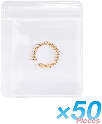 BAGSMART Jewelry Bags 50 Pcs Small Ziplock Rings Bags 2 x 3 Inch PVC Earring Packaging Sealing Zipper Clear Plastic Pouch Transparent Jewelry Organizer (Hanging Bag Is Not Included) - Image 2