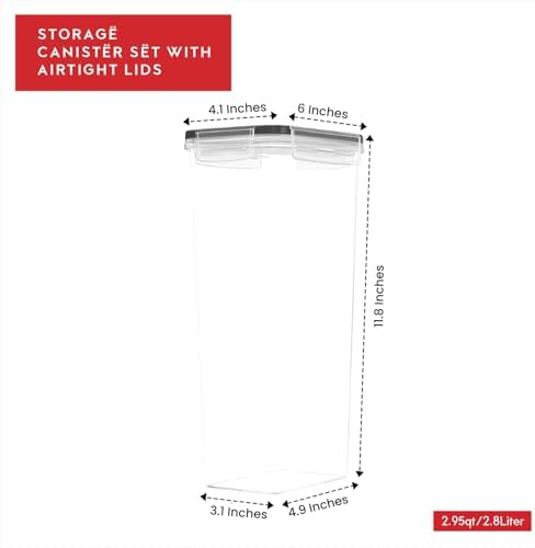 DWËLLZA KITCHEN Airtight Food Storage Containers with Lids Set of 2 95 fl. oz Spaghetti Pasta storage Containers, Plastic Air Tight Canisters for Kitchen Pantry Organization with Labels & Marker - Image 6