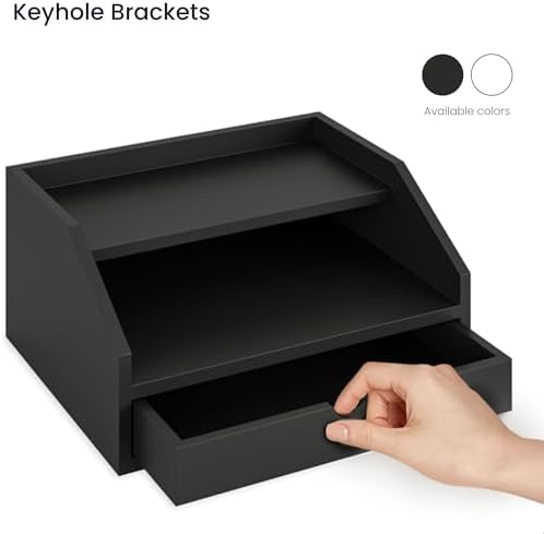 Ballucci Desk Organizer with Drawer, 2 Tier Paper Office Supplies Desk Organizer, 13 2/5" x 9 3/5" x 6", Black - Image 5