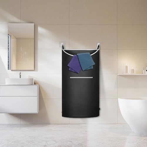 XL Hanging Laundry Hamper, Over the Door Laundry Hamper and Baskets, Wide Opening Hanging Laundry Bag,Hanging Hamper for Bathroom,Dorm,Laundry Room,Chirstmas Gifts(Black 36x22Inch). - Image 2