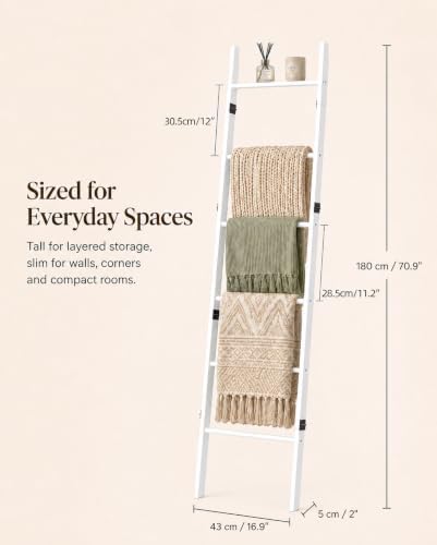 Blanket Ladder 6 Tier with Shelf for Living Room Bedroom and Bathroom - Image 3