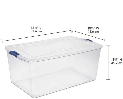 105 Quart Extra Large Clear Plastic Storage Bin, Stackable Container With Blue Accent Latch Lid, See-Through Lidded Box For Seasonal Clothes, Bedding, Camping Gear, Home Closet - Image 2