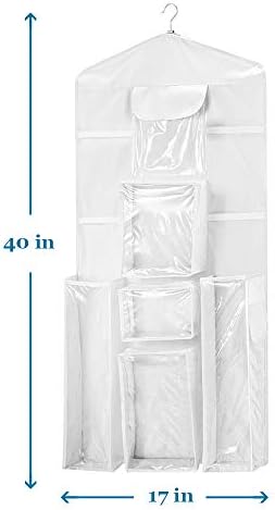 ProPik Hanging Double Sided Wrapping Paper Storage Organizer With Multiple Front And Back Pockets Organize Your Gift Wrap & Gift Bags Bows Ribbons 40”X17" Fits 40 Inch Rolls (White) - Image 7